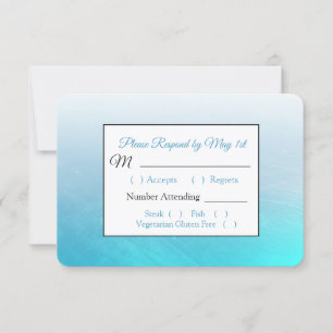 Carte RSVP Aqua Black and Blue Wedding