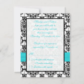 Carte RSVP Aqua, Blanc, Noir Damask II (Dos)