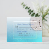 Carte RSVP Aqua Blue Dollar Oceanic Wedding (Debout devant)