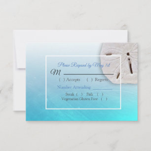 Carte RSVP Aqua Blue Dollar Oceanic Wedding