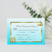 Carte RSVP Aqua Blue Oceanic Wedding (Debout devant)