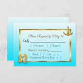 Carte RSVP Aqua Blue Oceanic Wedding (Devant / Derrière)