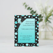 Carte RSVP Aqua et Black Polka Dot (Debout devant)
