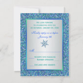 Carte RSVP Aqua, Silver, Blue Snowflake (Dos)