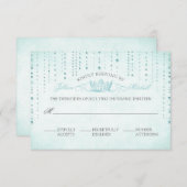 Carte RSVP Aqua Sparkles & Crown Fairytale Wedding (Devant / Derrière)