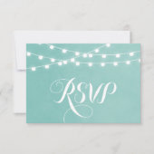 Carte RSVP Aqua String Lights Wedding (Devant)