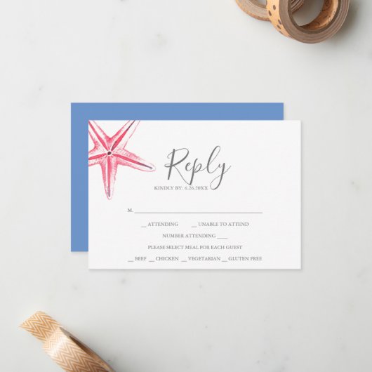 Carte RSVP Aquarelle (Devant/Arrière en situation)