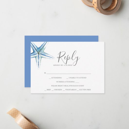 Carte RSVP Aquarelle (Devant/Arrière en situation)