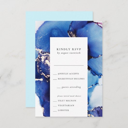 Carte RSVP Aquarelle avec choix de repas (Devant / Derrière)