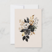 Carte RSVP Aquarelle Blanc Noir Or Floral (Dos)