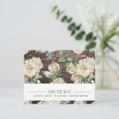 Carte RSVP Aquarelle Bois Fleur de Rose Blanche Cl (Debout devant)