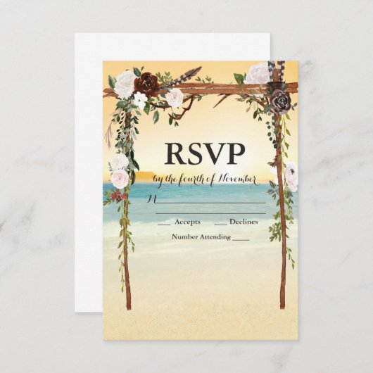 Carte RSVP Arbour Mariage Plage (Devant / Derrière)