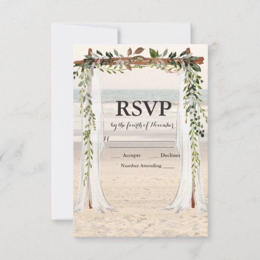 Carte RSVP Arbour Mariage Plage (Devant)