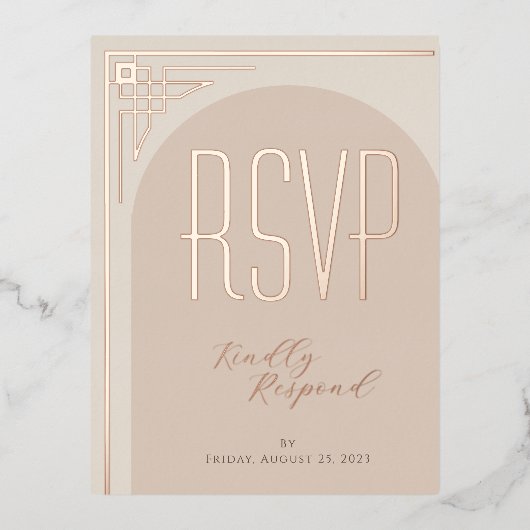 Carte RSVP Arche Déco Moderne Beige (Recto)