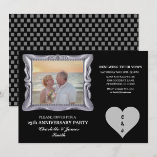 Carte RSVP argent du 25e anniversaire du Mariage