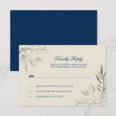 Carte RSVP Argent et Marine (Devant / Derrière)