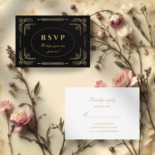 Carte RSVP Art Déco moderne de luxe