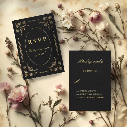 Carte RSVP Art Déco moderne de luxe