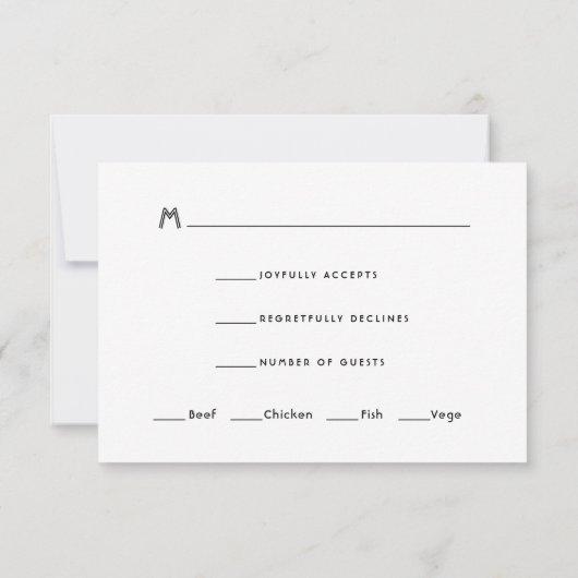 Carte RSVP Art Déco moderne noir (Dos)