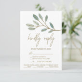 Carte RSVP au choix du menu Eucalyptus Gold Veine (Debout devant)