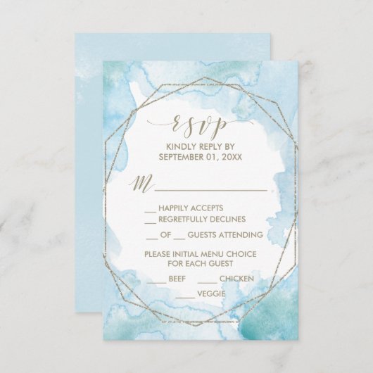 Carte RSVP au choix du menu lumière aquarelle géom (Devant / Derrière)