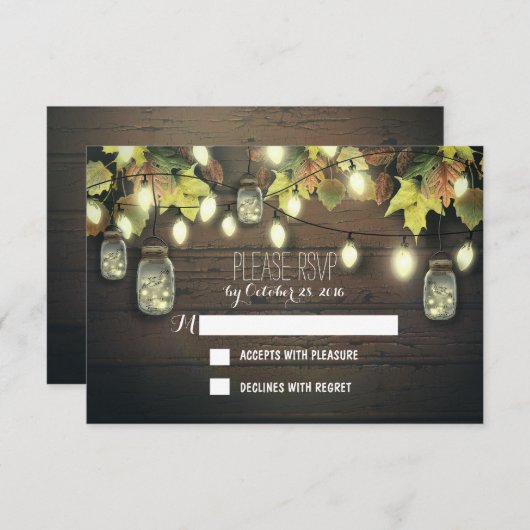 Carte RSVP Automne avec lumières scintillantes boc (Devant / Derrière)