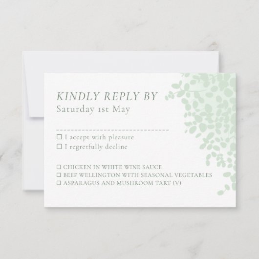 Carte RSVP avec choix de menu de mariage simple Eu (Devant)