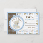 Carte RSVP avec POINTS Bleus Teddy Bear (Devant)