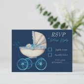 Carte RSVP Baby shower bébé de transport (Debout devant)