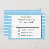 Carte RSVP baby shower Bleu Bébé (Devant / Derrière)