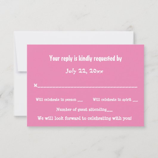 Carte RSVP Baby shower d'illustration rose mignonn (Dos)