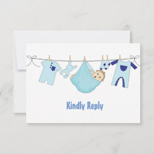 Carte RSVP Baby shower d'illustrations bleu clair