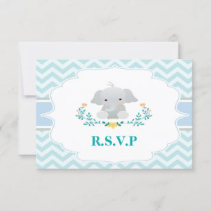 Carte RSVP Baby shower éléphant