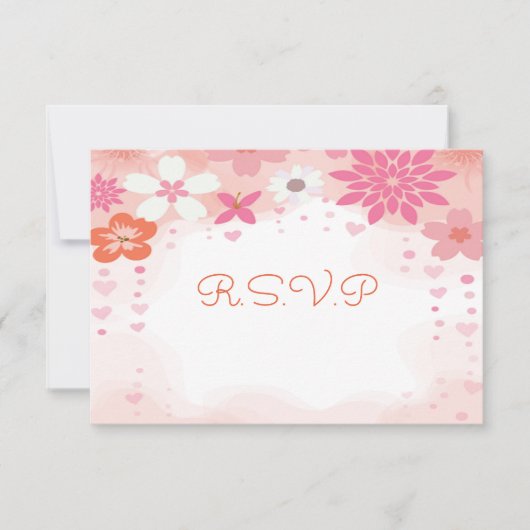 Carte RSVP Baby shower Floral rose (Devant)