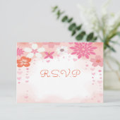 Carte RSVP Baby shower Floral rose (Debout devant)