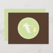 Carte RSVP baby shower - Points verts et Brown (Devant / Derrière)