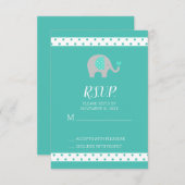 Carte RSVP Baby shower Pois Eléphant bébé (Devant / Derrière)
