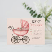 Carte RSVP Baby shower pour filles de transport de (Debout devant)