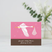 Carte RSVP baby shower - rose et Brown (Debout devant)