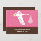 Carte RSVP baby shower - rose et Brown (Devant / Derrière)