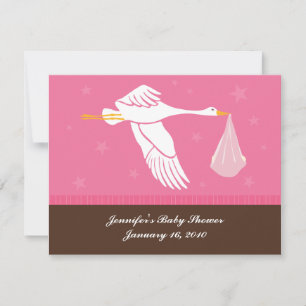 Carte RSVP baby shower - rose et Brown