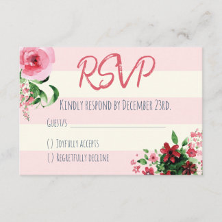 Carte RSVP baby shower rose floral