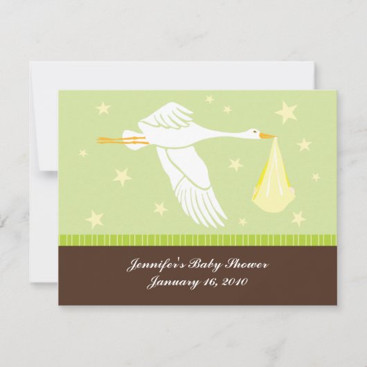 Carte RSVP baby shower - Vert et Brown (Devant)