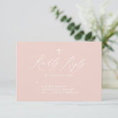 Carte RSVP Baptême de fille rose Dusty (Debout devant)