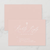 Carte RSVP Baptême de fille rose Dusty (Devant / Derrière)