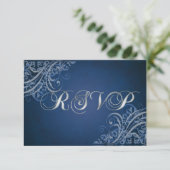 Carte RSVP Baroque Bleu Exquise (Debout devant)