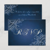 Carte RSVP Baroque Bleu Exquise (Devant / Derrière)