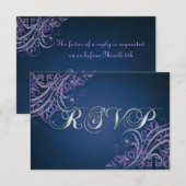 Carte RSVP Baroque Purple Scroll Exquise (Devant / Derrière)