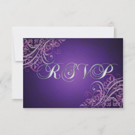 Carte RSVP Baroque Rose Scroll Exquise (Devant)