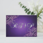 Carte RSVP Baroque Rose Scroll Exquise (Debout devant)